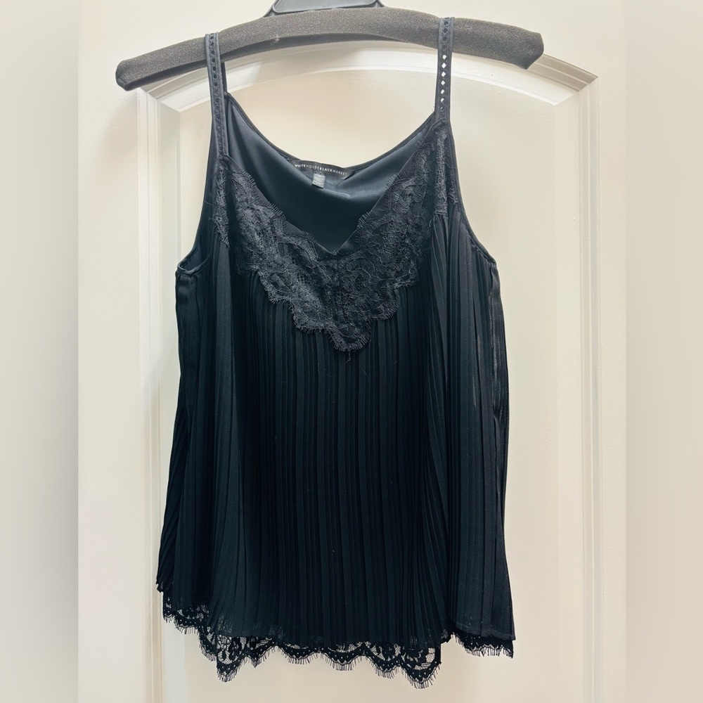 White house Black Market Elegant Black Lace Trim Cami Top
